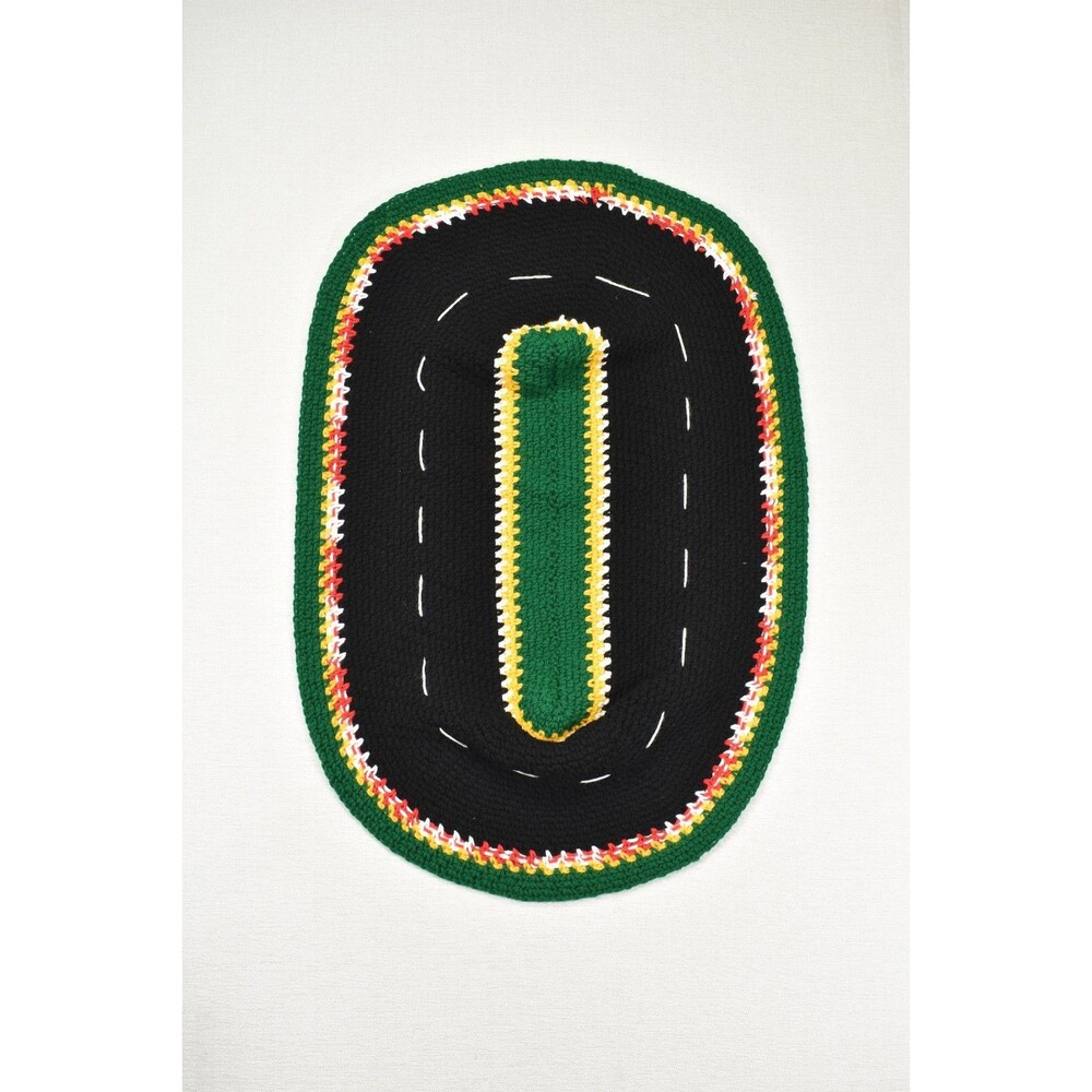 Vintage Crochet Race Track Blanket Play Mat Rug Toy Car Road Track Handmade
